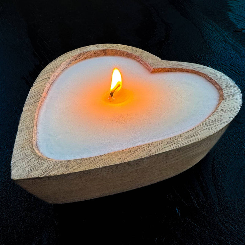 Sweet Heart Candle | Mango Wood: Natural / Volcano