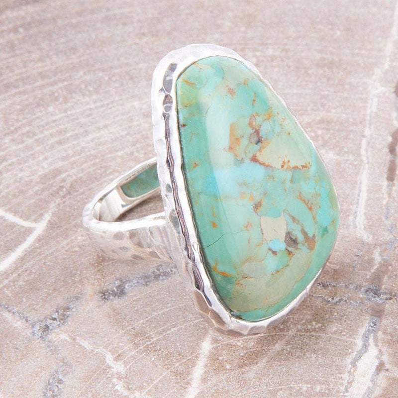 Abstract Turquoise and Sterling Silver Ring: 7