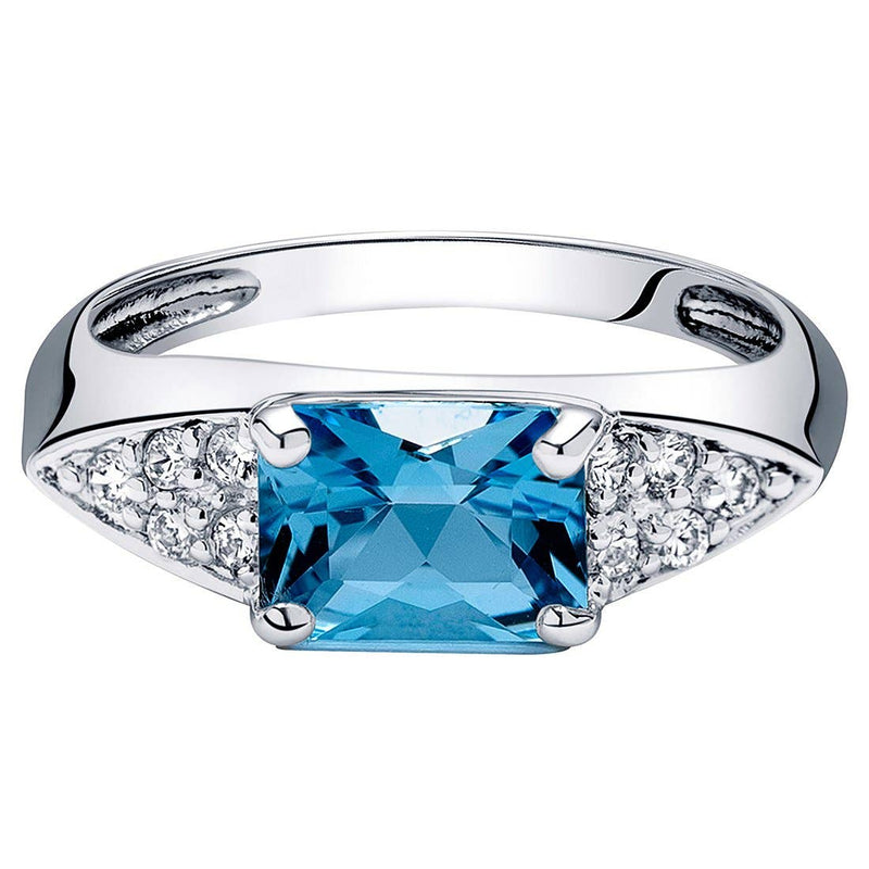 Swiss Blue Topaz Radiant Cut Sterling Silver Ring Size 8