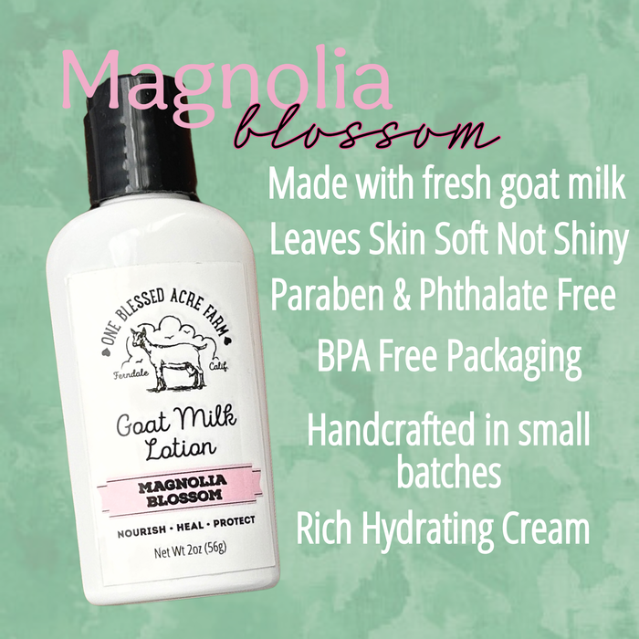 Magnolia Goat Milk Lotion Hand Cream Body Lotion Travel Size: 8 ounce with a pump