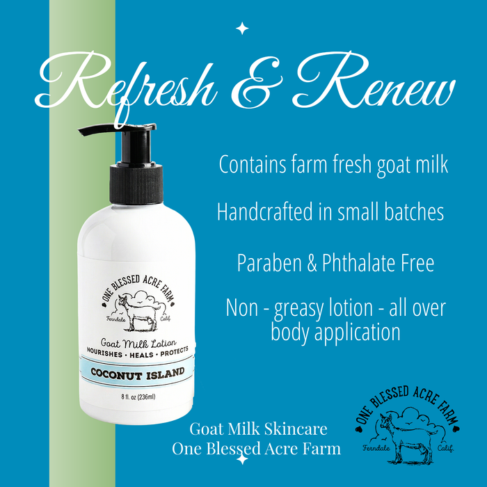 Coconut Island Goat Milk Lotion: 2 ounce with flip top