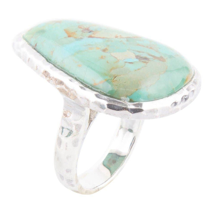 Abstract Turquoise and Sterling Silver Ring: 7