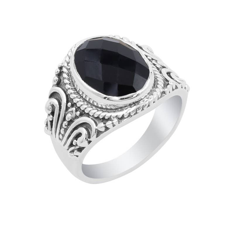 Black Onyx Men's Ring: 925 Sterling Silver Handmade Jewelry: 12