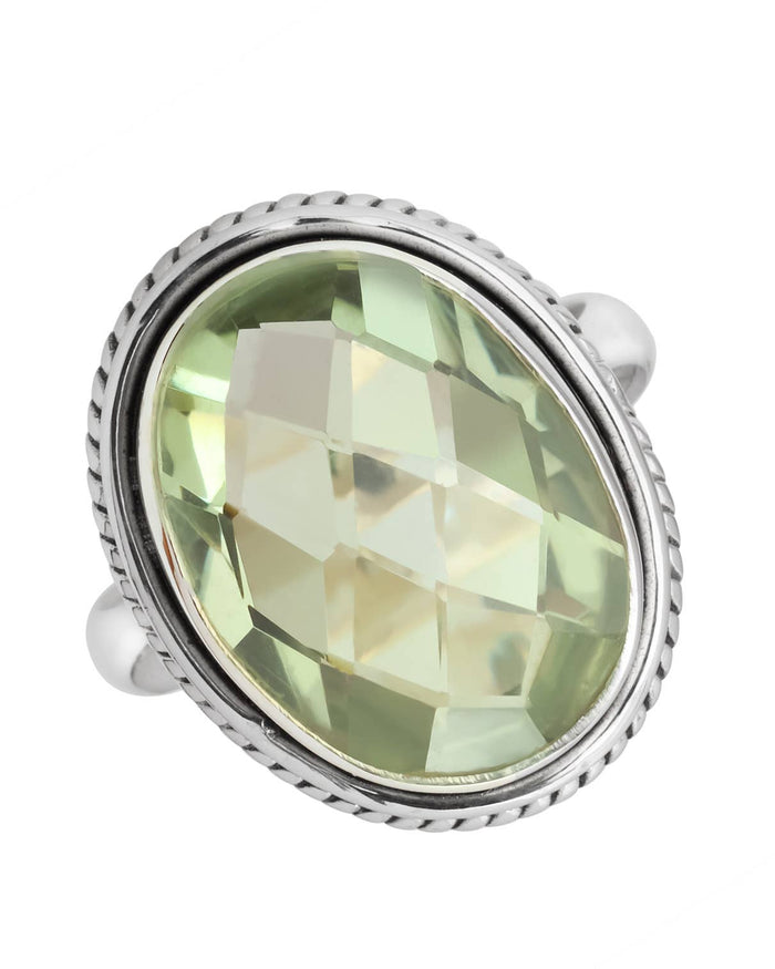 Green Amethyst 925 Sterling Silver Solitaire Ring: 6
