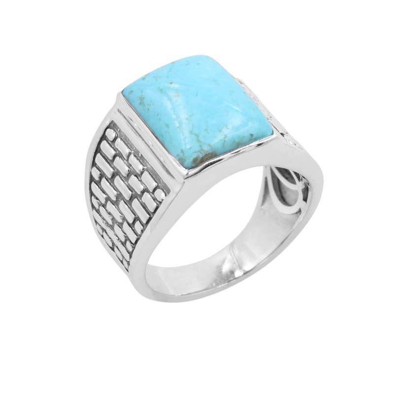 Arizona Turquoise Men's Ring: 925 Silver Handmade Jewelry: 9