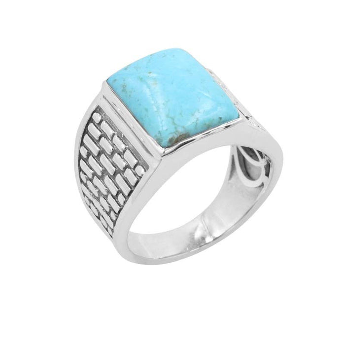 Arizona Turquoise Men's Ring: 925 Silver Handmade Jewelry: 9